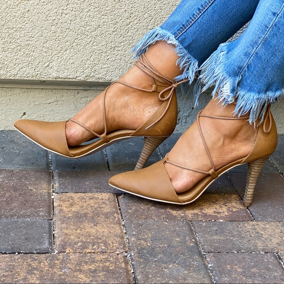 Genuine Leather Ankle Wrap Pointed Stiletto Pump - Picture 5 of 9